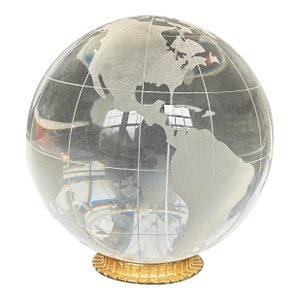 Glass World Globe With Brass Base