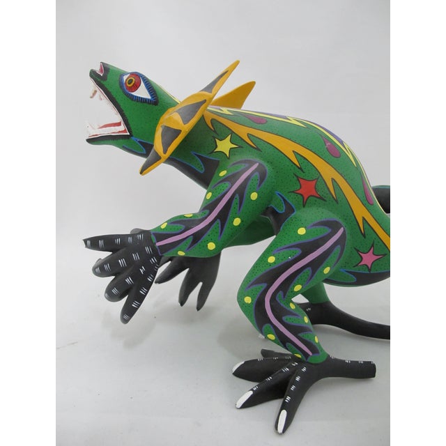 Oaxacan Alebrije Lizard Wood Carving Mexico Folk Art Figure Sculpture For Sale In Portland, OR - Image 6 of 17