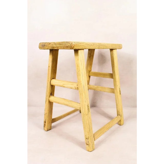 Vintage Rustic Elm Stool For Sale - Image 5 of 5