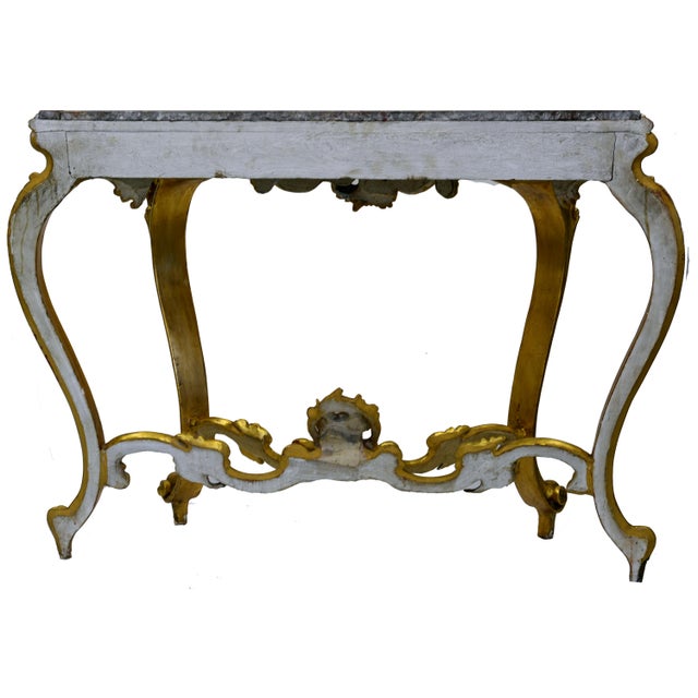 Baroque Antique Louis Philippe Italian Giltwood Console Table with Red Marble Top, 19th Century For Sale - Image 3 of 14