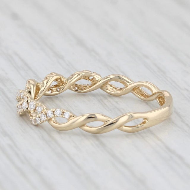 Contemporary New 0.24ctw Diamond Stackable Ring 14k Yellow Gold Wedding Band Size 7.5 For Sale - Image 3 of 8