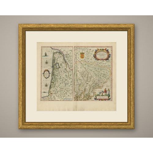 A map of the Bordelais, the pays de Medoc and the provosty of Born, with the Gironde opening into the sea at the top of...