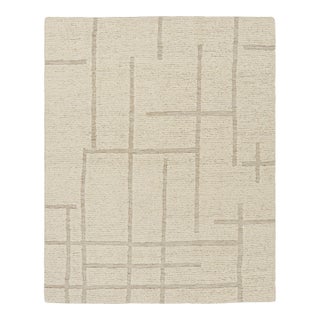 Rug & Kilim’s Modern Rug with Cream High-Low Geometric Patterns - 10x14 For Sale