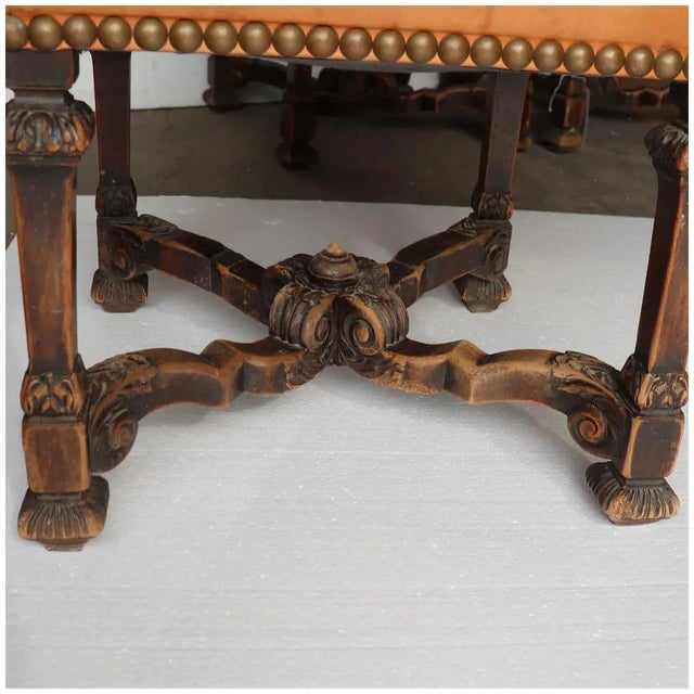 French Renaissance Revival Leather Dining Side Chairs - Set of 4 For Sale - Image 10 of 13