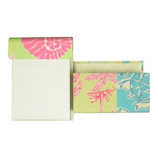 Lilly Pulitzer Notepad & Patch Fabric Panel Letter Holder For Sale