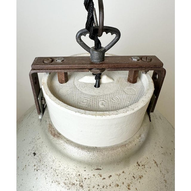 Industrial Grey Metal Factory Suspension Lamp, 1960s For Sale - Image 6 of 16