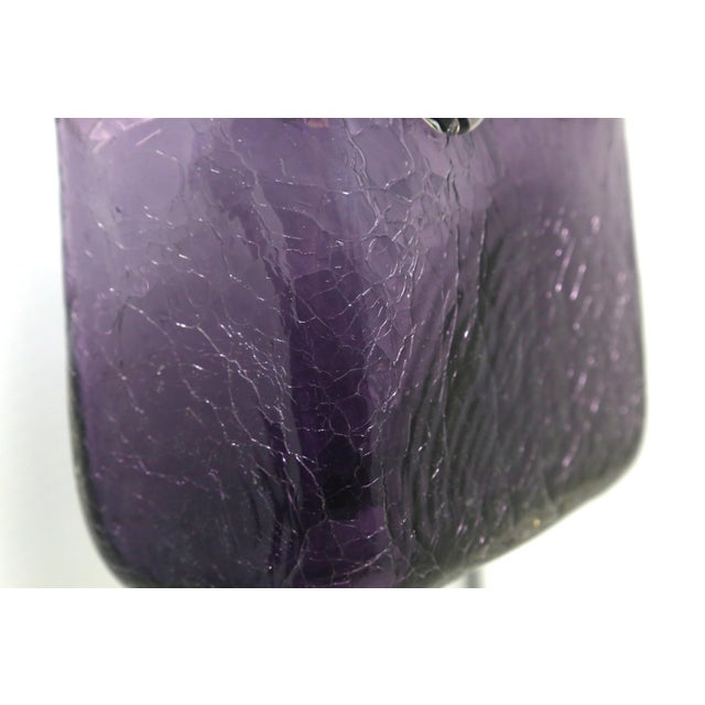 Glass Purple Art Glass Handbag Vase For Sale - Image 7 of 8
