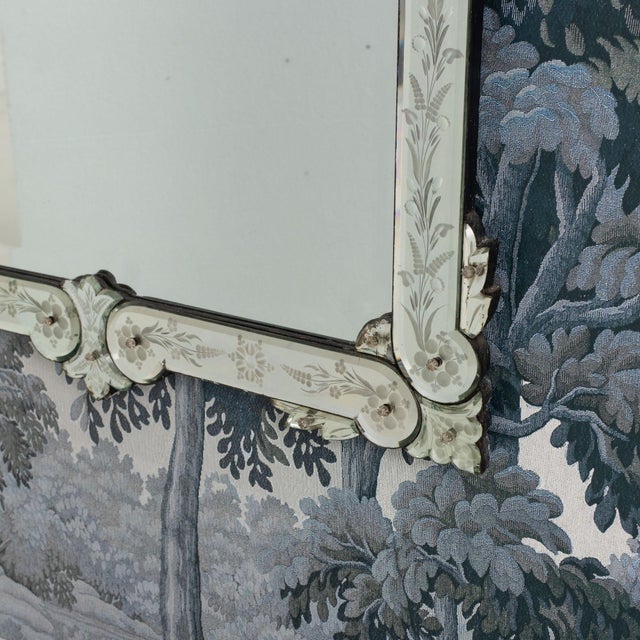Large 19th C. Venetian Reverse Etched Mirror With Original Beveled Mirror Plate For Sale - Image 11 of 18