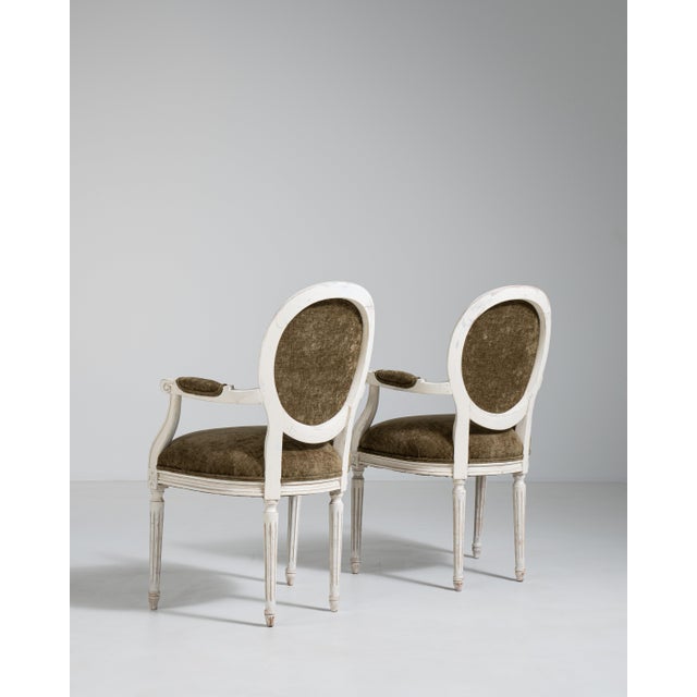 Pair of Louis XVI Upholstered Armchairs, Neoclassical Style, France, 20th Century For Sale - Image 16 of 18