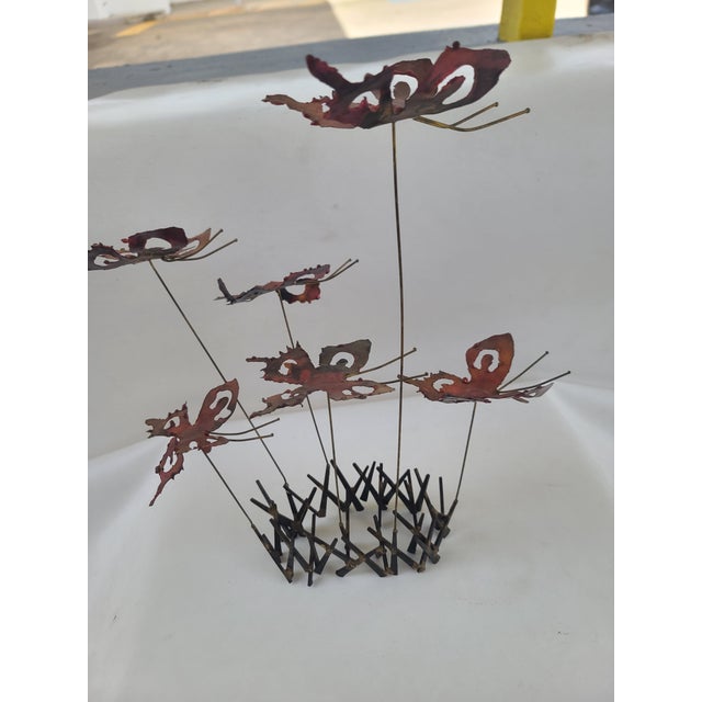 Signed Brutalist Metal Butterflies Sculpture For Sale - Image 9 of 11
