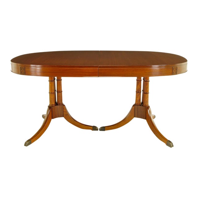 Early American Double Pedestal Sheraton Style Mahogany Dining