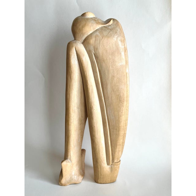 Vintage Modernist Statue Carved Wood All Natural For Sale - Image 4 of 9