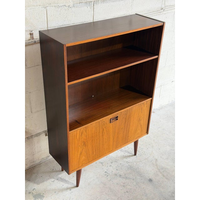 Rosewood Bookcase With Drop Down Storage Door Denmark 1960s For Sale - Image 10 of 10