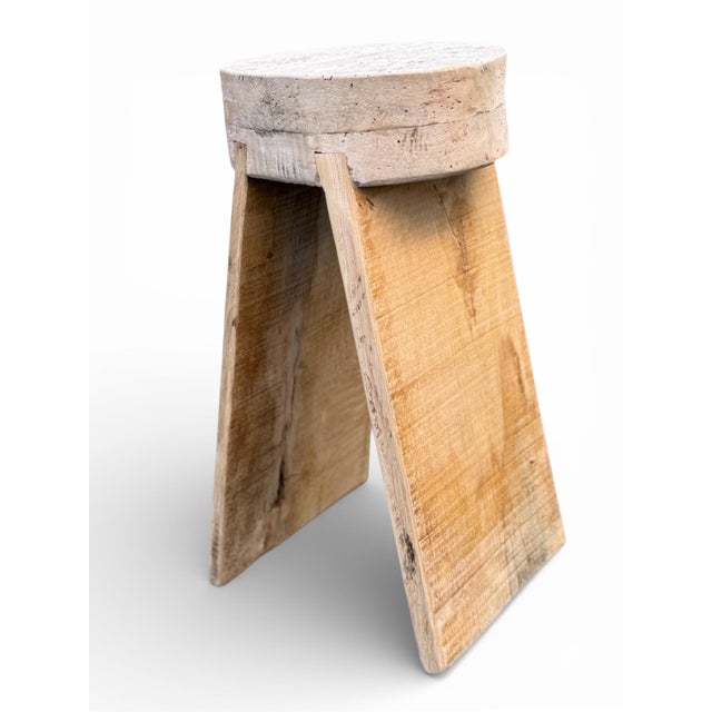18" - Handcrafted Sculptural Solid Wood Natural "Halo" Stool For Sale - Image 11 of 12