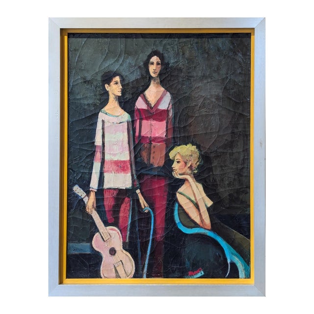 David Adickes "Two Boys with Blonde and Guitar" Modern Abstract Cubist Figurative Portrait, 1980s For Sale - Image 4 of 11