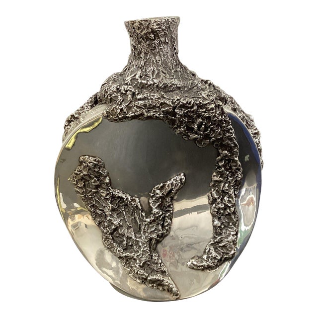 d'Argenta Silver Plated Concave Flower Vase For Sale