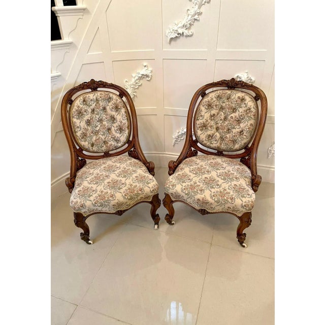 Set of Antique Victorian Carved Walnut Chairs For Sale - Image 14 of 17
