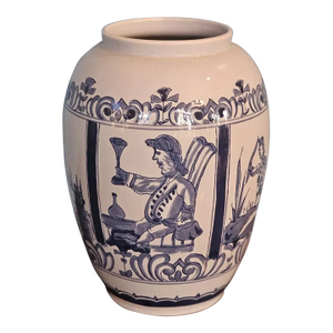 Vintage Williamsburg Delft Large Vase Made by Oud in Holland C 49 "London Jar"