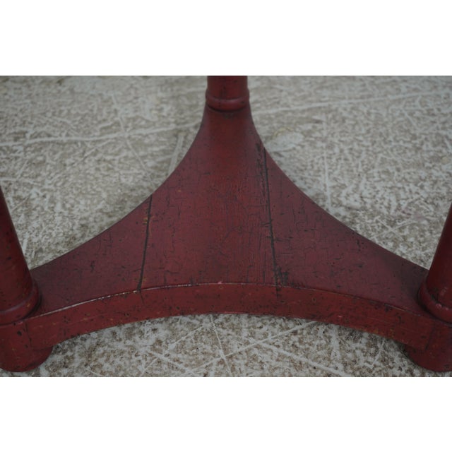 Round Red Painted Primitive Side Table For Sale - Image 11 of 12