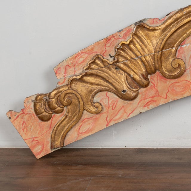 Late 18th century large architectural fragment from Portugal, retaining its original painted finish. The curved form is...