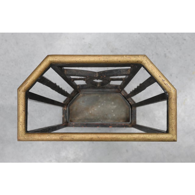 Art Deco Metal Umbrella Stand with Geometric Openwork and Brass Rim, Belgium, 1920s For Sale - Image 11 of 16