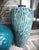 Modern Late 20th Century Peacock Feather Blue & Green Drip Glazed Pottery Vase For Sale - Image 3 of 12