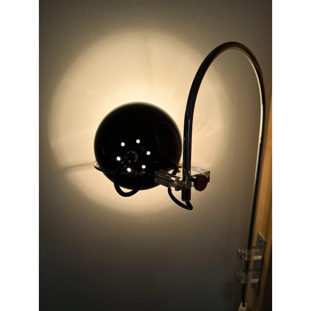 Brown Vintage Dutch Mushroom Arc Wall Lamp in Brown Acrylic Glass and Chrome attributed to Gepo For Sale - Image 8 of 11