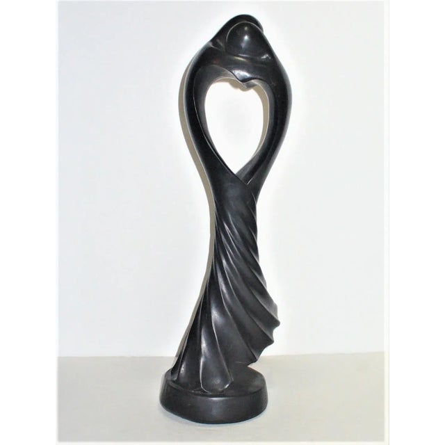 Brown Vintage Mid 20th Century Ebony Wood Carving of Lovers Embracing For Sale - Image 8 of 12