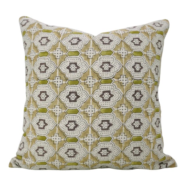 Fabdivine Handmade Block Printed Cushion Cover 14x20 Inch Viscose Linen- Jharoka For Sale