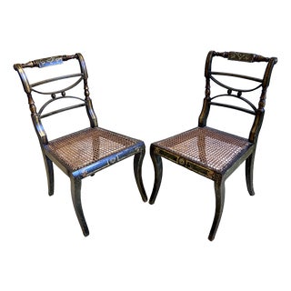 Regency Painted Cane-Seat Side Chairs, Set of 2 For Sale