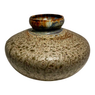 1990s Vintage David Salk Studio Art Pottery Ceramic Vase Signed For Sale