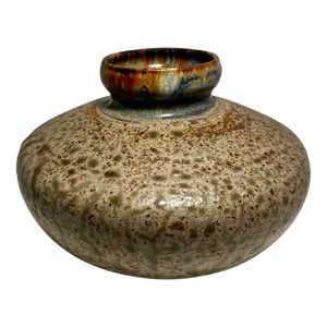 1990s Vintage David Salk Studio Art Pottery Ceramic Vase Signed