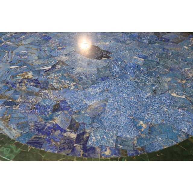 Lapis and Malachite Center Table With Metal Base For Sale - Image 10 of 10