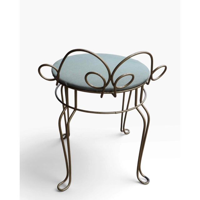 Wire Framed Hollywood Regency Style Vanity Stool Bench C. 1950/60's For Sale - Image 4 of 10