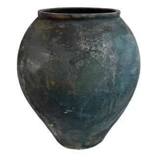 Blackened Earthware Planter Pot For Sale