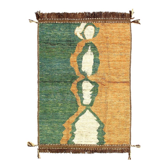 Multi Color Fine Hand Knotted Moroccan Rug For Sale