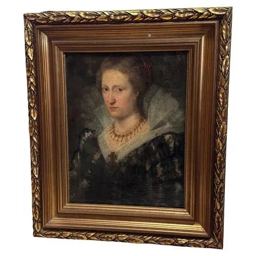 Spanish or Flemish School Artist, Portrait of a Noble Lady, Oil on Canvas, 17th Century For Sale - Image 5 of 5