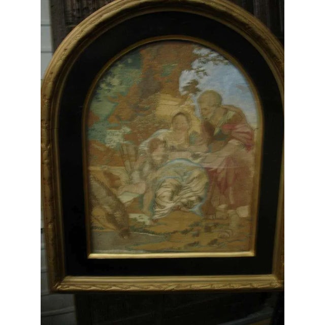18th/19th C. Gilt Framed Silk Needlework Painting on a Brass Stand- Extraordinary Piece For Sale - Image 4 of 6