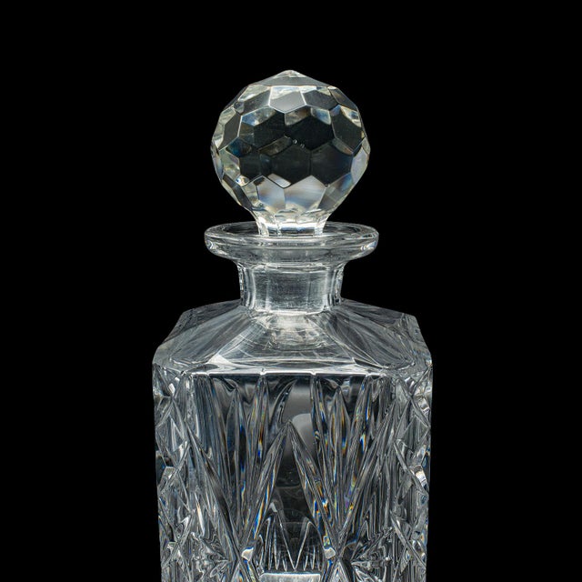 Glass Vintage Whiskey Decanter, English, Crystal Glass, Scotch Bottle, Barware, c.1930 For Sale - Image 7 of 12