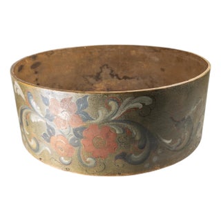 19th Century Large Norwegian Pine Tine Box With Rosemaling, Signed For Sale