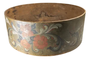 19th Century Large Norwegian Pine Tine Box With Rosemaling, Signed