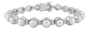 Majestic Solid Silver Pearl Bracelet With Zircons by Carat&her