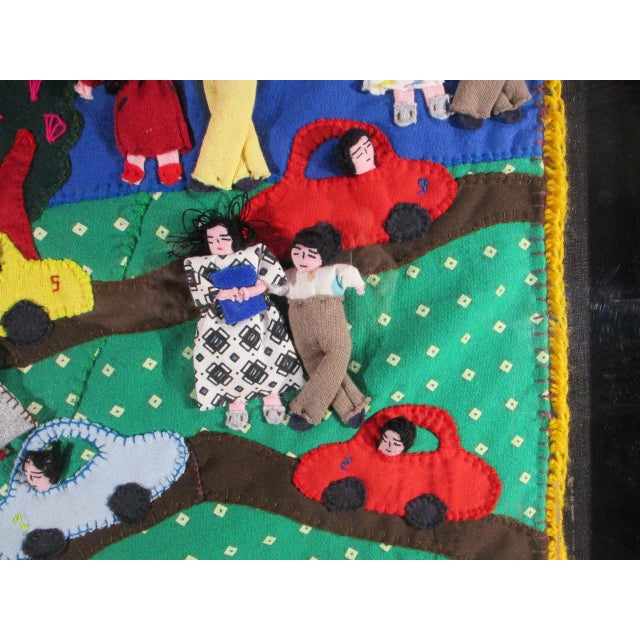1990s 1990s Vintage Appliqué Folk Art Peru Arpillera Textile Art For Sale - Image 5 of 12