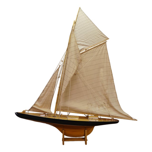 Vintage Columbia Americas Cup Nautical Sailboat Yacht Model 47" For Sale