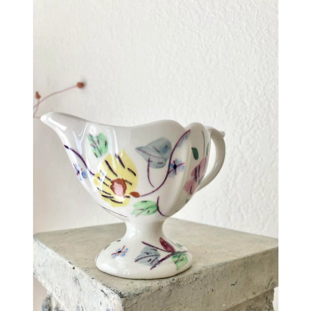 1930s Circa 1930 Blue Ridge Southern Potteries Colonial Shape Pedestal Creamer in Chintz Pattern #3090 For Sale - Image 5 of 13