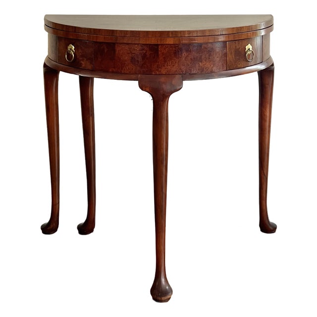 Baker Furniture Georgian Style Mahogany Demilune Card Table For Sale