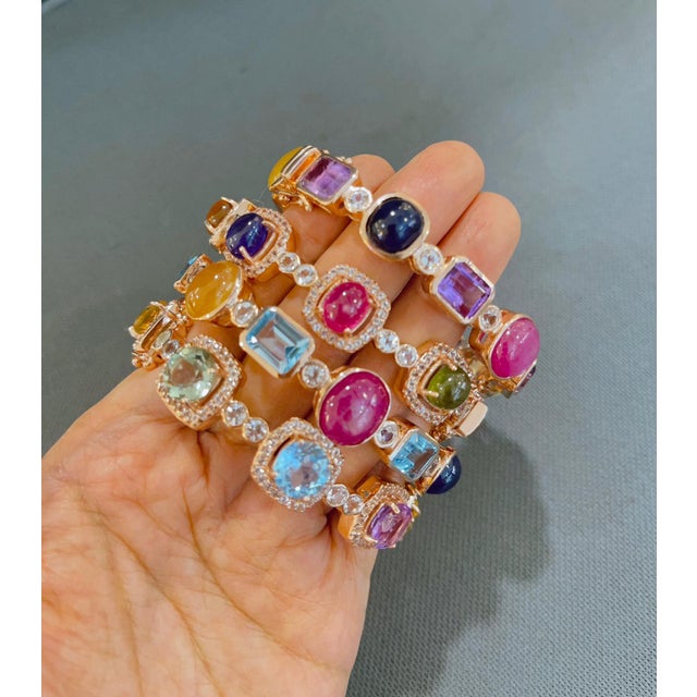 Bochic Set Off 4 Capri Vintage Bangles 18K Gold & Silver For Sale - Image 18 of 18