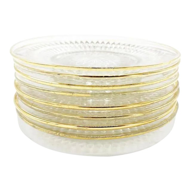 Mid Century Ornate Cut Crystal Plates W/ Gold Rims 8 Pieces Chairish
