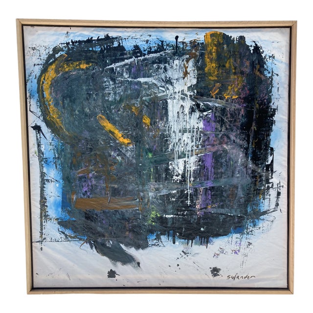 “Iceland” an Original Acrylic Painting by Erik Sulander, Framed. 47x47, Nft Included For Sale