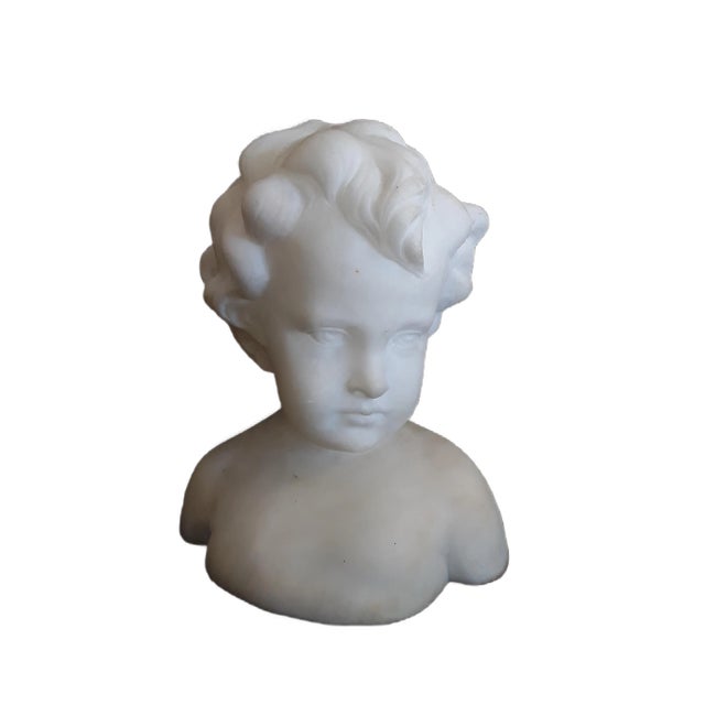 Antique Alabaster Bust of Boy from Kochendörfer Munich For Sale